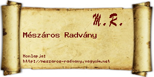 Mészáros Radvány névjegykártya